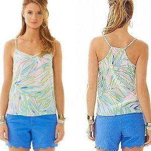 Lilly Pulitzer Silk Tank - Skye Blue Salute Small